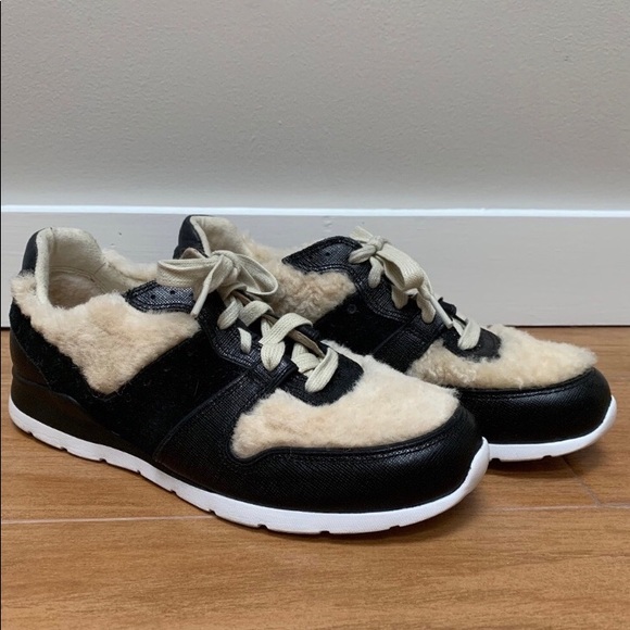 UGG Shoes - UGG Shearling and Leather Sneakers - Size 8/EU 39